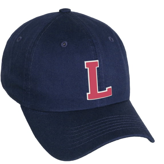 Daxton Classic 3D Varsity White Rose Initial Letters Baseball Dad Hat, Navy, Letter L