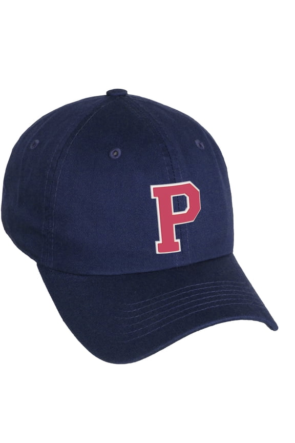 Classic 3D Varsity White Rose Initial Letters Baseball Dad Hat, Navy, Letter P