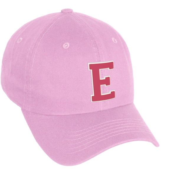 Daxton Classic 3D Varsity White Rose Initial Letters Baseball Dad Hat, Pink, Letter E