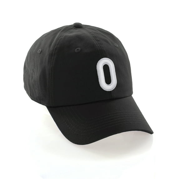 Daxton Classic Baseball Dad Hat Embroidered Initial Letters Cap - Black, Letter O