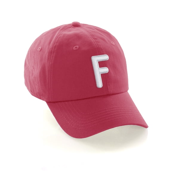 Daxton Classic Baseball Dad Hat Embroidered Initial Letters Cap - Hot Pink, Letter F