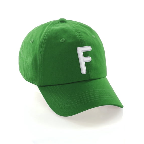 Daxton Classic Baseball Dad Hat Embroidered Initial Letters Cap - Kelly, Letter F