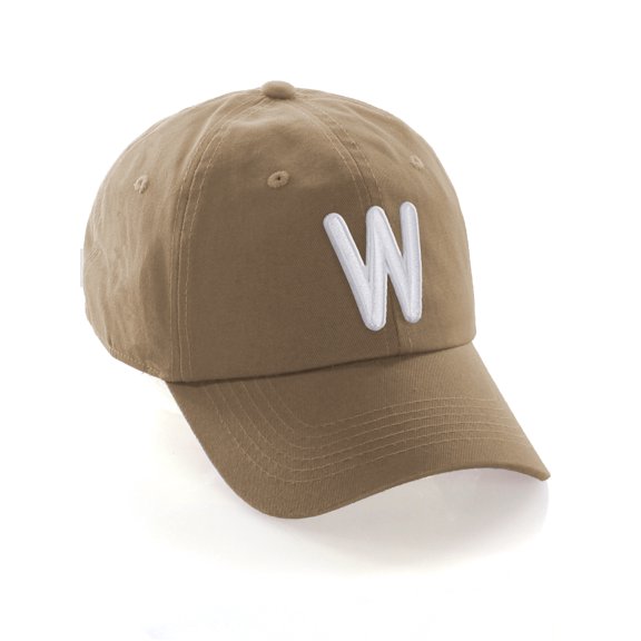 Daxton Classic Baseball Dad Hat Embroidered Initial Letters Cap - Khaki, Letter W