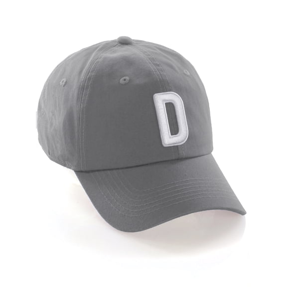 Daxton Classic Baseball Dad Hat Embroidered Initial Letters Cap - Light Gray, Letter D