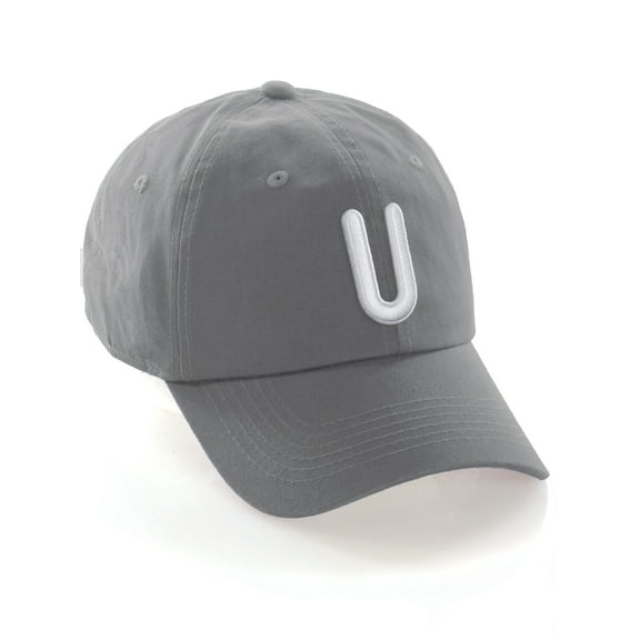 Daxton Classic Baseball Dad Hat Embroidered Initial Letters Cap - Light Gray, Letter U