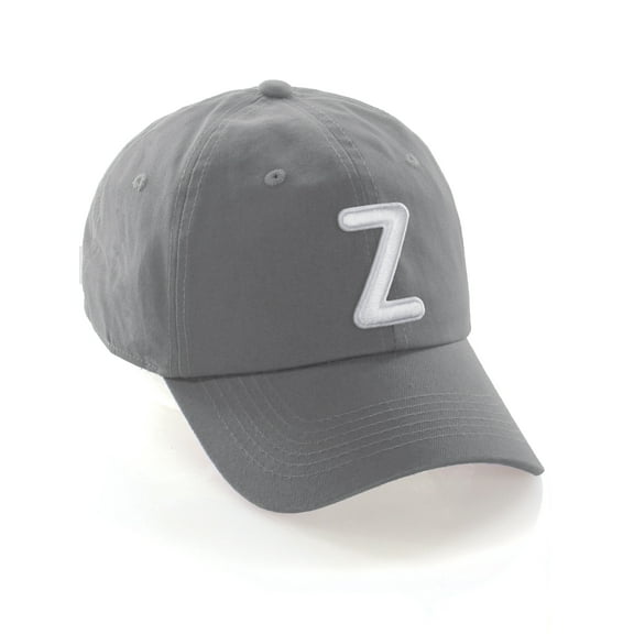 Daxton Classic Baseball Dad Hat Embroidered Initial Letters Cap - Light Gray, Letter Z