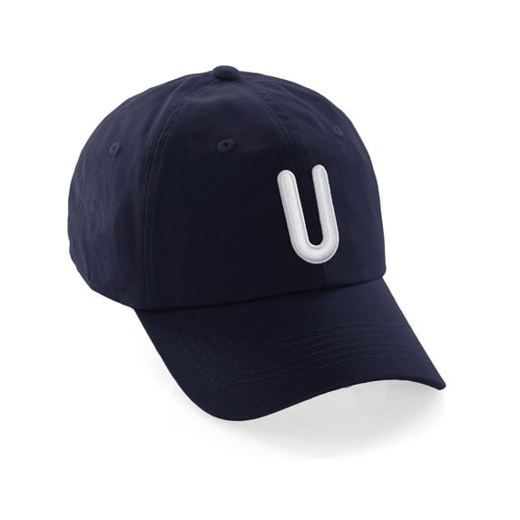 Daxton Classic Baseball Dad Hat Embroidered Initial Letters Cap - Navy, Letter U