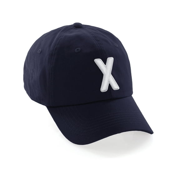Daxton Classic Baseball Dad Hat Embroidered Initial Letters Cap - Navy, Letter X