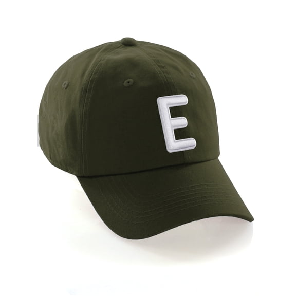 Daxton Classic Baseball Dad Hat Embroidered Initial Letters Cap - Olive, Letter E