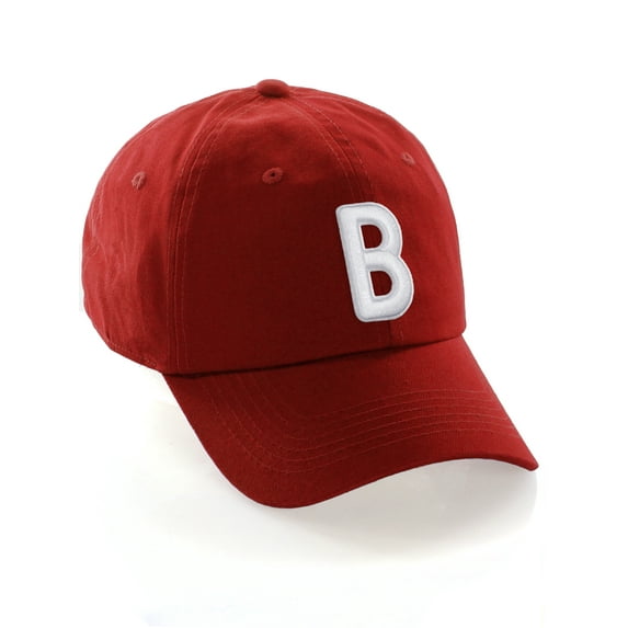 Daxton Classic Baseball Dad Hat Embroidered Initial Letters Cap - Red, Letter B