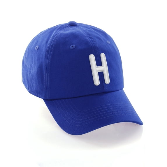 Daxton Classic Baseball Dad Hat Embroidered Initial Letters Cap - Royal, Letter H