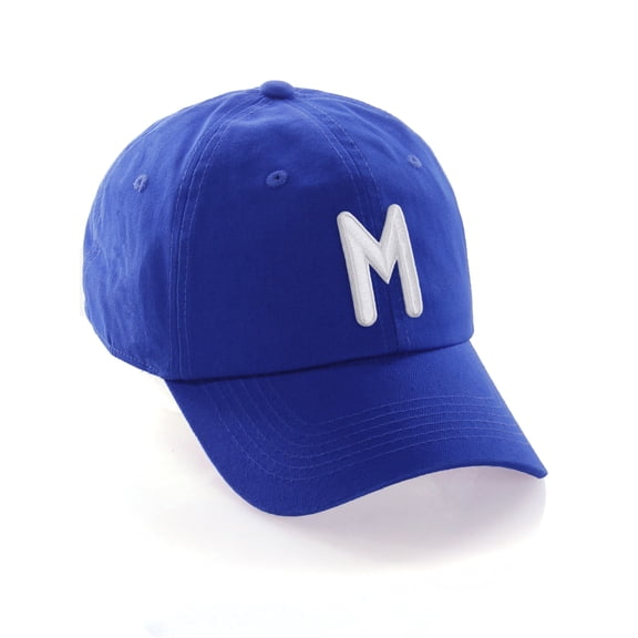 Daxton Classic Baseball Dad Hat Embroidered Initial Letters Cap - Royal, Letter M
