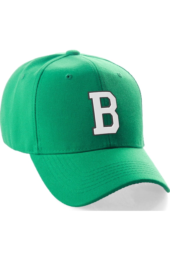 Classic Baseball Hat Custom A to Z Initial Team Black White Letter, Kelly Cap Letter B
