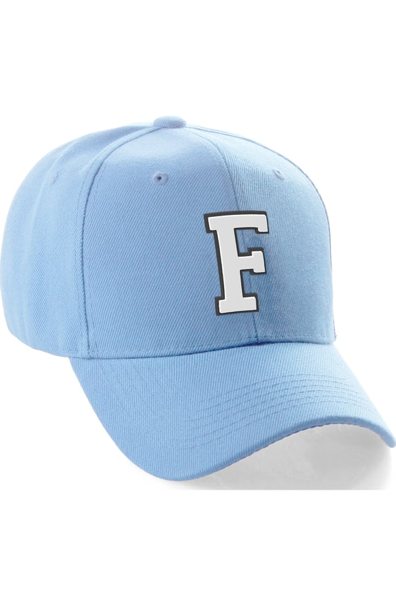 Classic Baseball Hat Custom A to Z Initial Team Black White Letter, Sky Cap Letter F