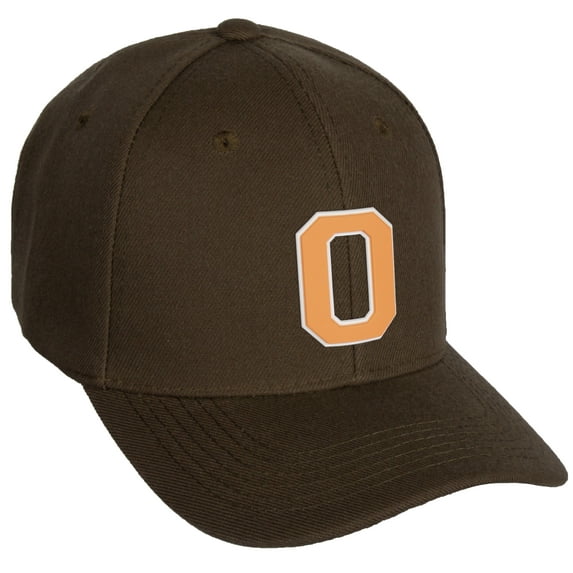 Daxton Classic Baseball Hat Custom A to Z Initial Team White Neon Orange Letter, Brown Cap, Letter O