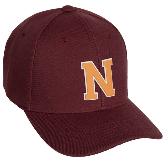 Daxton Classic Baseball Hat Custom A to Z Initial Team White Neon Orange Letter, Burgundy Cap, Letter N