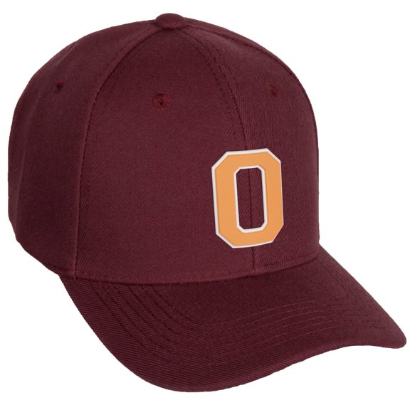 Daxton Classic Baseball Hat Custom A to Z Initial Team White Neon Orange Letter, Burgundy Cap, Letter O