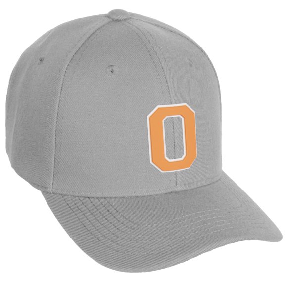 Daxton Classic Baseball Hat Custom A to Z Initial Team White Neon Orange Letter, Light Grey Cap, Letter O