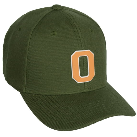 Daxton Classic Baseball Hat Custom A to Z Initial Team White Neon Orange Letter, Olive Cap, Letter O
