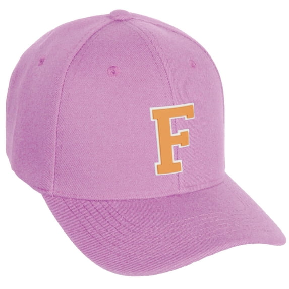 Daxton Classic Baseball Hat Custom A to Z Initial Team White Neon Orange Letter, Pink Cap, Letter F