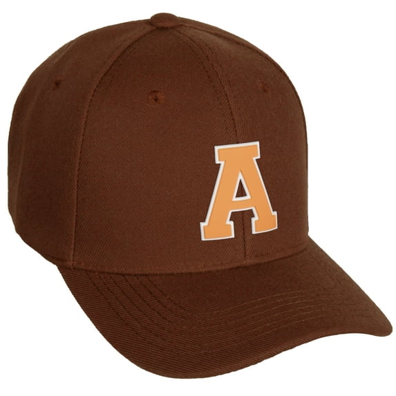Daxton Classic Baseball Hat Custom A to Z Initial Team White Neon Orange Letter, Rust Cap, Letter A