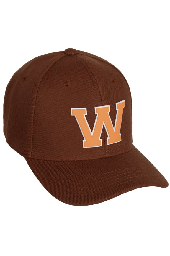 Classic Baseball Hat Custom A to Z Initial Team White Neon Orange Letter, Rust Cap, Letter W