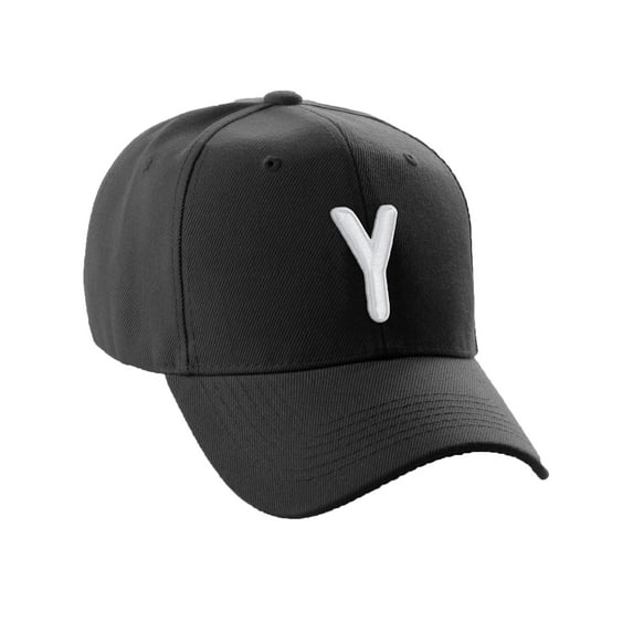 Daxton Classic Baseball Hat Embroidered A to Z Letters Structured Mid Profile Cap - Black, Letter Y