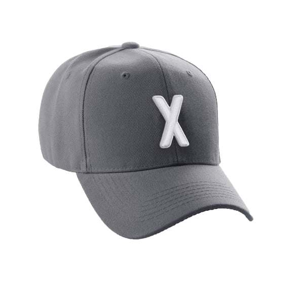 Daxton Classic Baseball Hat Embroidered A to Z Letters Structured Mid Profile Cap - Charcoal, Letter X