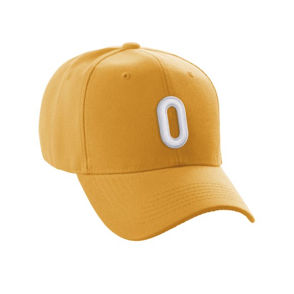 Daxton Classic Baseball Hat Embroidered A to Z Letters Structured Mid Profile Cap - Gold, Letter O