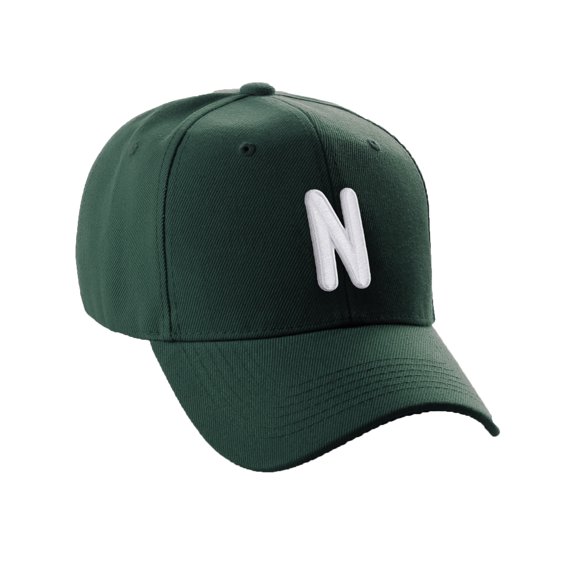 Daxton Classic Baseball Hat Embroidered A to Z Letters Structured Mid Profile Cap - Hunter, Letter N