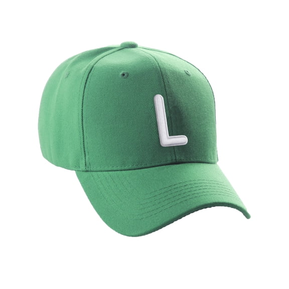 Daxton Classic Baseball Hat Embroidered A to Z Letters Structured Mid Profile Cap - Kelly, Letter L