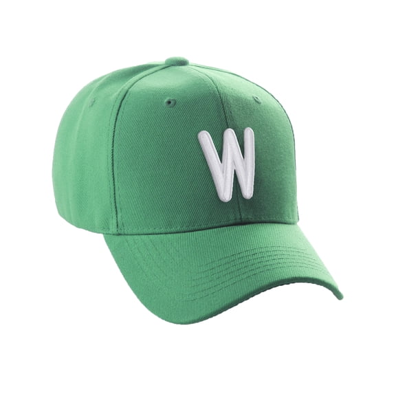 Daxton Classic Baseball Hat Embroidered A to Z Letters Structured Mid Profile Cap - Kelly, Letter W