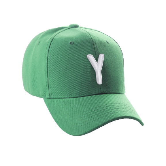 Daxton Classic Baseball Hat Embroidered A to Z Letters Structured Mid Profile Cap - Kelly, Letter Y