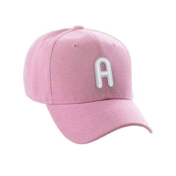 Daxton Classic Baseball Hat Embroidered A to Z Letters Structured Mid Profile Cap - Pink, Letter A