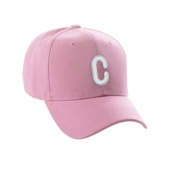 Daxton Classic Baseball Hat Embroidered A to Z Letters Structured Mid Profile Cap - Pink, Letter C