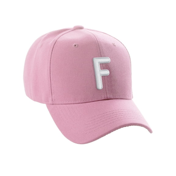 Daxton Classic Baseball Hat Embroidered A to Z Letters Structured Mid Profile Cap - Pink, Letter F