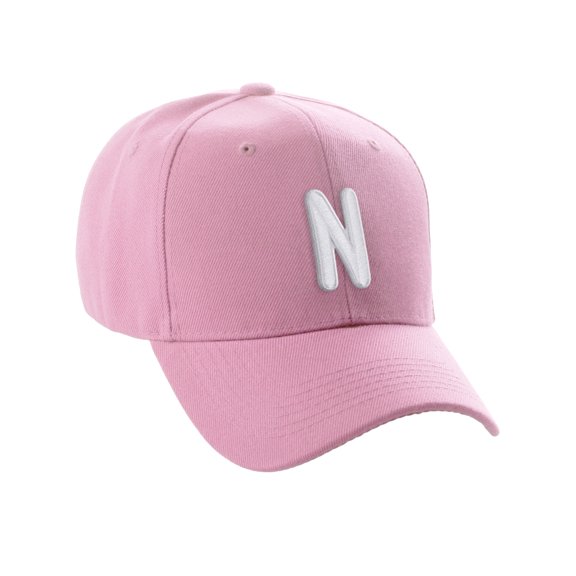 Daxton Classic Baseball Hat Embroidered A to Z Letters Structured Mid Profile Cap - Pink, Letter N
