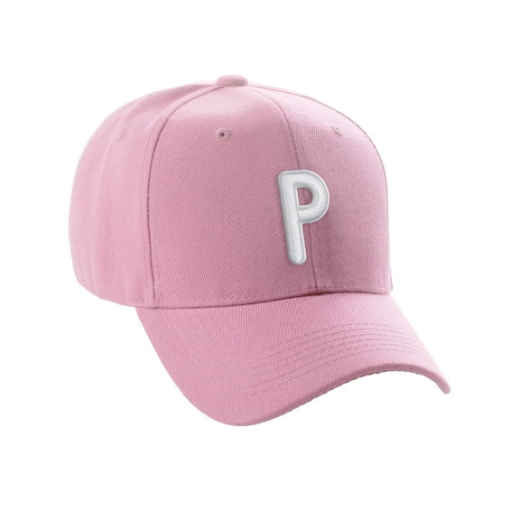 Daxton Classic Baseball Hat Embroidered A to Z Letters Structured Mid Profile Cap - Pink, Letter P
