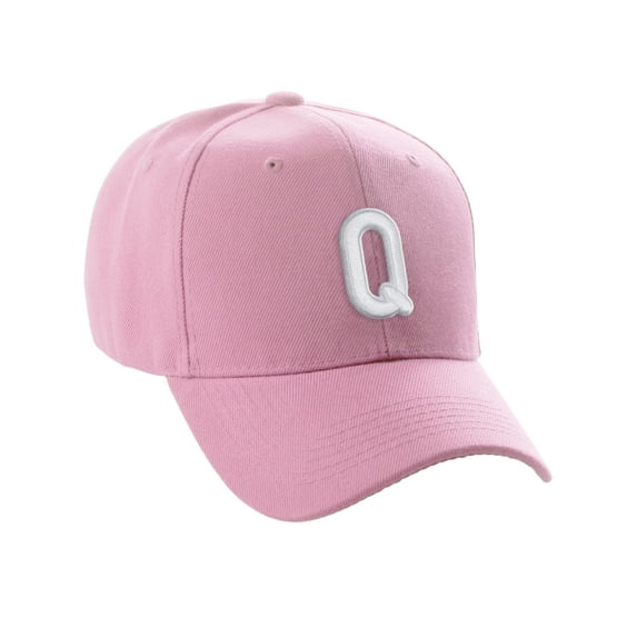 Daxton Classic Baseball Hat Embroidered A to Z Letters Structured Mid Profile Cap - Pink, Letter Q
