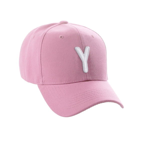 Daxton Classic Baseball Hat Embroidered A to Z Letters Structured Mid Profile Cap - Pink, Letter Y
