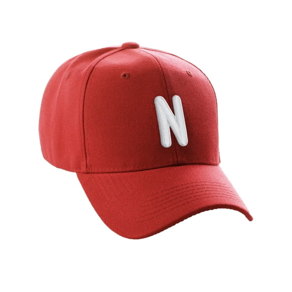 Daxton Classic Baseball Hat Embroidered A to Z Letters Structured Mid Profile Cap - Red, Letter N