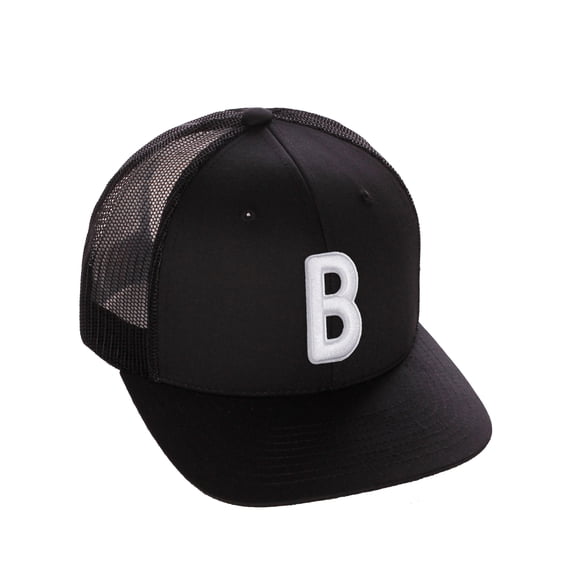 Daxton Classic Baseball Trucker Hat Embroidered A to Z Letters Structured Mid Profile Cap, Black Hat, Letter B