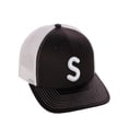 thumbnail image 1 of Daxton Classic Baseball Trucker Hat Embroidered A to Z Letters Structured Mid Profile Cap, Black White Hat, Letter S, 1 of 1