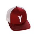 thumbnail image 1 of Daxton Classic Baseball Trucker Hat Embroidered A to Z Letters Structured Mid Profile Cap, Burgundy White Hat, Letter Y, 1 of 1
