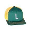 thumbnail image 1 of Daxton Classic Baseball Trucker Hat Embroidered A to Z Letters Structured Mid Profile Cap, Green Gold Hat, Letter L, 1 of 1