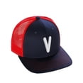 thumbnail image 1 of Daxton Classic Baseball Trucker Hat Embroidered A to Z Letters Structured Mid Profile Cap, Navy Red Hat, Letter V, 1 of 1