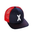 thumbnail image 1 of Daxton Classic Baseball Trucker Hat Embroidered A to Z Letters Structured Mid Profile Cap, Navy Red Hat, Letter X, 1 of 1