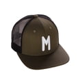 thumbnail image 1 of Daxton Classic Baseball Trucker Hat Embroidered A to Z Letters Structured Mid Profile Cap, Olive Black Hat, Letter M, 1 of 1