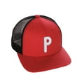 thumbnail image 1 of Daxton Classic Baseball Trucker Hat Embroidered A to Z Letters Structured Mid Profile Cap, Red Black Hat, Letter P, 1 of 1