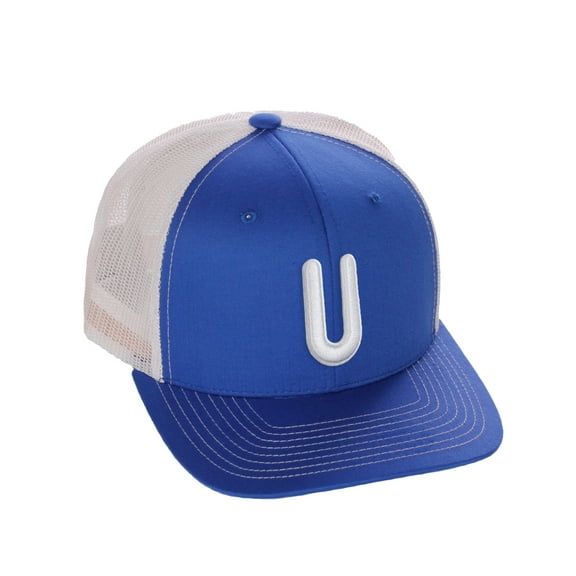Daxton Classic Baseball Trucker Hat Embroidered A to Z Letters Structured Mid Profile Cap, Royal White Hat, Letter U